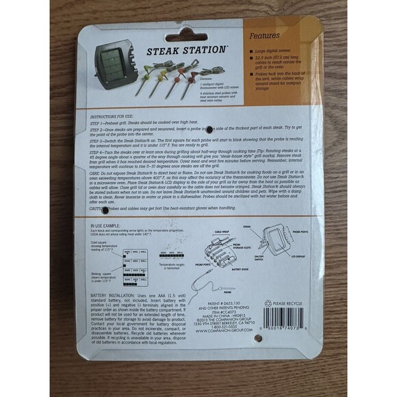NEW Steak Station‎ Digital Meat Thermometer By Charcoal Companion For 4 Steaks - Picture 2 of 2